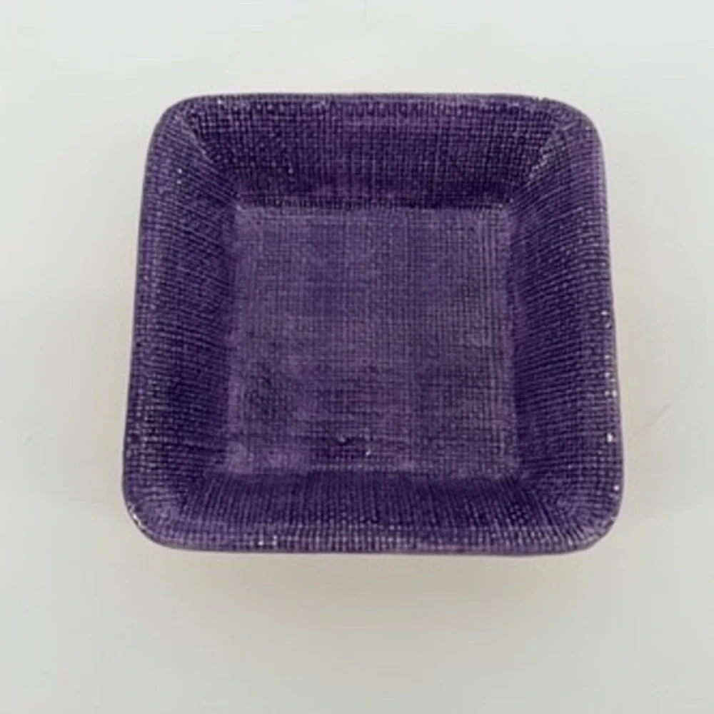 Bella‎ Casa by Ganz Ceramic Square Dish Purple Striped Candy Trinket Dish